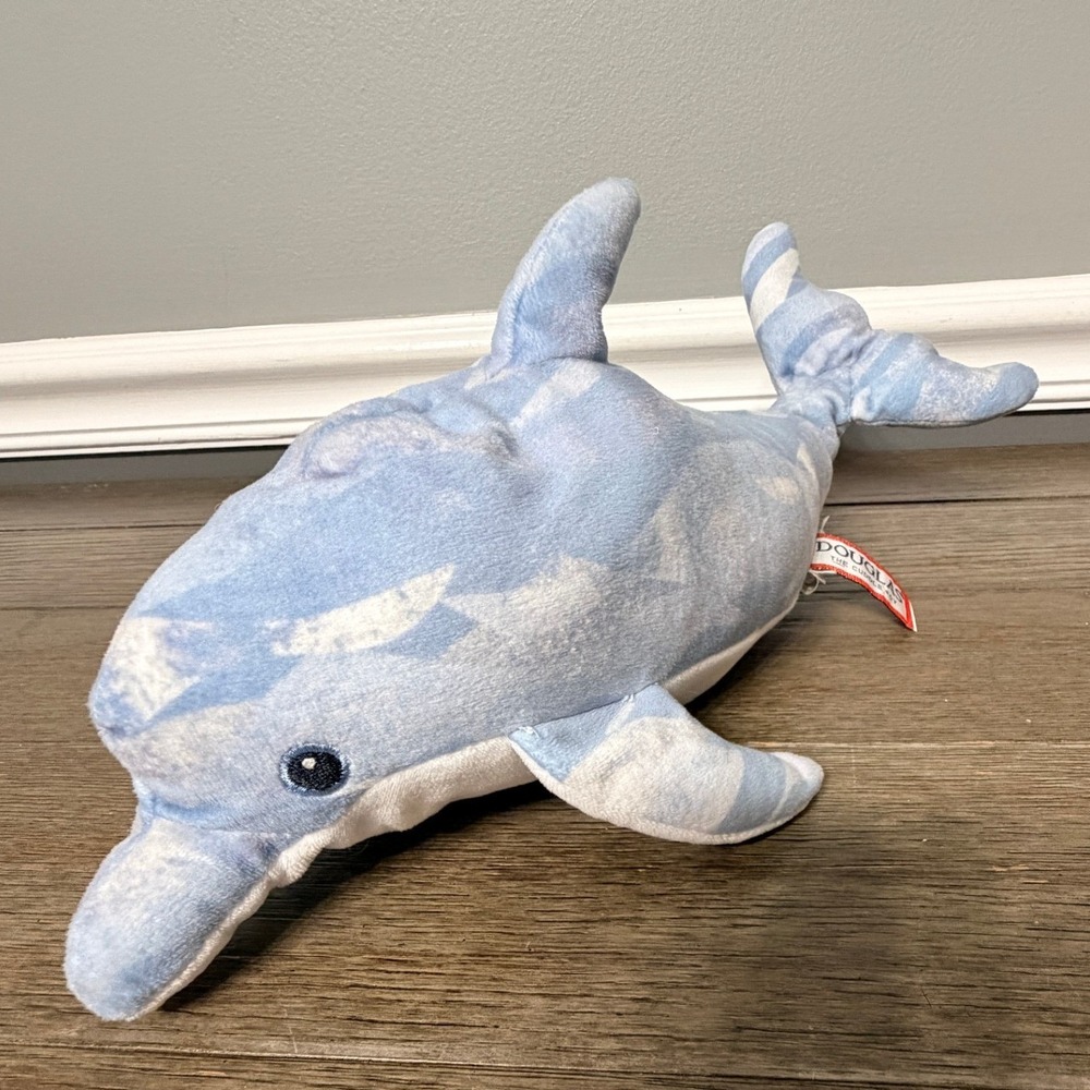 Douglas The Cuddle Toy Dolphin Plush Blue White Marbled Stuffed Animal 12 Inch